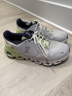 On Running Cloudswift Sneakers in Light Gray with Lime Accents